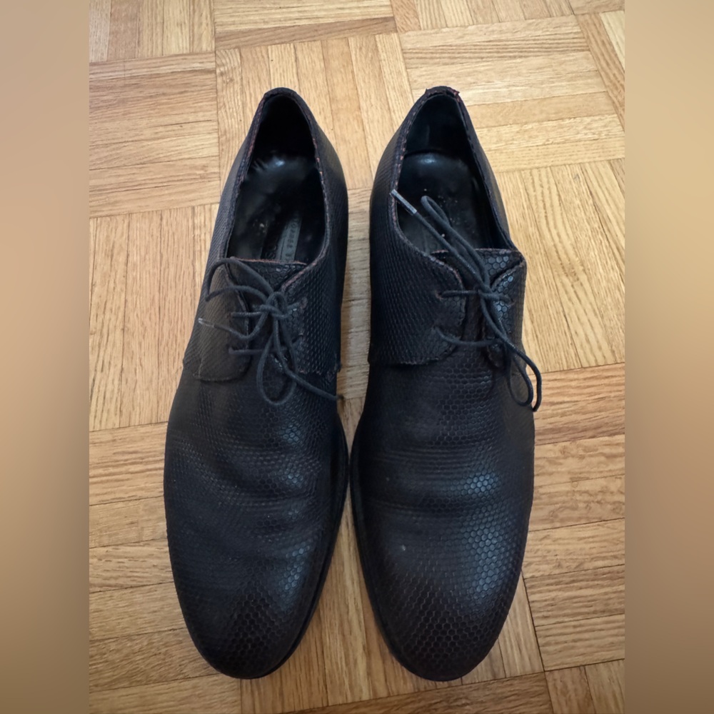 Christopher Bates Harry Rosen Black Textured Leather Derbys